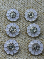 ✨ Beyaz Mineli İnci Detaylı Altın Çerçeveli Metal Dekoratif Düğme 23 MM 6 ADET