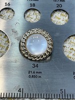 ✨ Sedef Görünümlü Taşlı Zincir Çerçeveli Altın Metal Dekoratif Düğme 23 MM 6 ADET