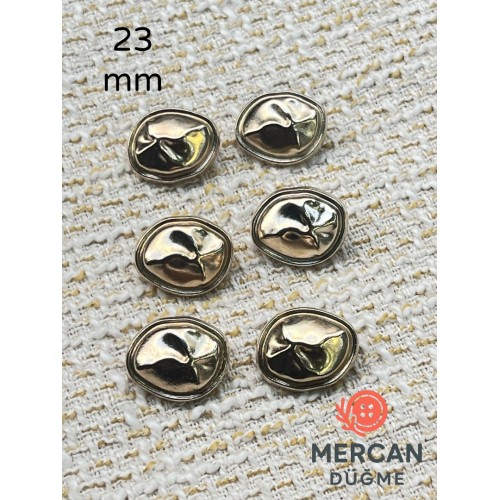✨ 23 mm Gold Organik Form Metal Düğme – Modern ve Şık Tasarım (6 ADET)