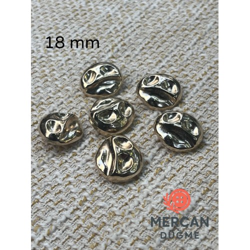  18 mm Abstrakt Form Altın Metal Düğme – Modern ve Sanatsal Tasarım (6 ADET)
