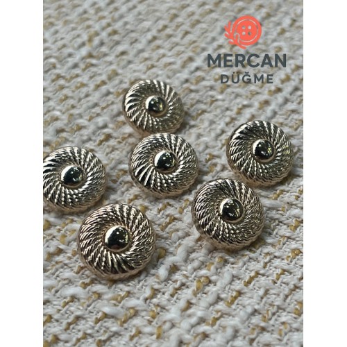 ✨18mm METAL DOKULU DESENLİ LÜKS DÜĞME – (6 ADET)ALTIN KALİTE VE ŞIK TASARIM ✨