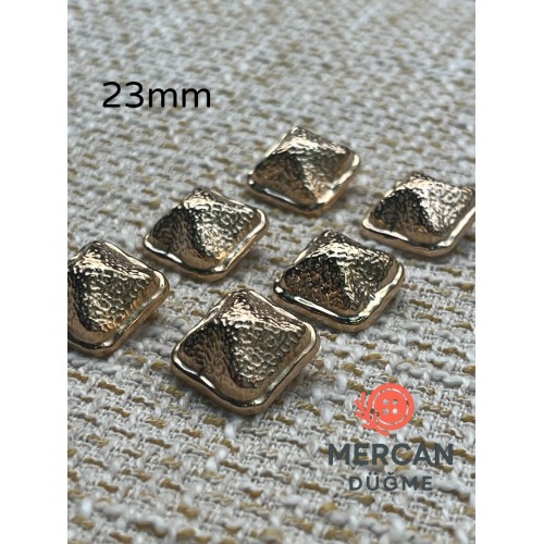 ✨ 23 mm Kare Desenli Gold Metal Düğme –(6 adet) Şık ve Modern Tasarım ✨