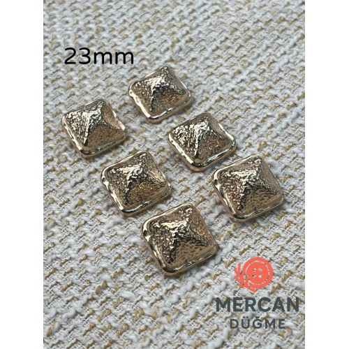 ✨ 23 mm Kare Desenli Gold Metal Düğme –(6 adet) Şık ve Modern Tasarım ✨