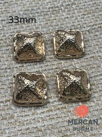 ✨ 30 mm Kare Desenli Gold Metal Düğme – (6 adet)Şık ve Modern Tasarım ✨