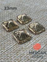✨ 30 mm Kare Desenli Gold Metal Düğme – (6 adet)Şık ve Modern Tasarım ✨