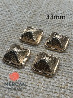 ✨ 30 mm Kare Desenli Gold Metal Düğme – (6 adet)Şık ve Modern Tasarım ✨