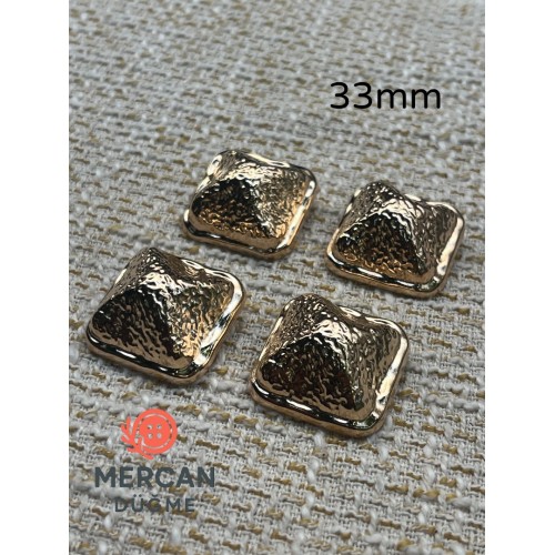 ✨ 30 mm Kare Desenli Gold Metal Düğme – (6 adet)Şık ve Modern Tasarım ✨