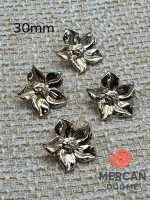 30 mm Metal Çiçek Düğme – Parlak Altın Renk | Şık ve Detaylı Tasarım
