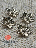 30 mm Metal Çiçek Düğme – Parlak Altın Renk | Şık ve Detaylı Tasarım