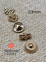 ✨ 23mm  Z.A.R.A kombin Metal Düğme Seti – (5 adet)Karışık Model, Parlak Altın Renk ✨