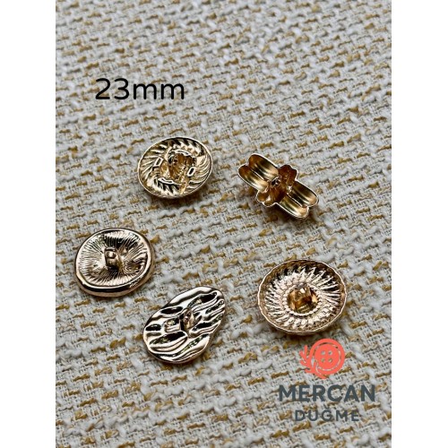 ✨ 23mm  Z.A.R.A kombin Metal Düğme Seti – (5 adet)Karışık Model, Parlak Altın Renk ✨