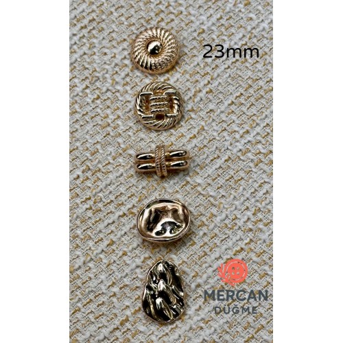 ✨ 23mm  Z.A.R.A kombin Metal Düğme Seti – (5 adet)Karışık Model, Parlak Altın Renk ✨