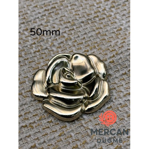 50 mm Metal Gül Desenli Dekoratif Düğme- Çanta Aksesuarı 