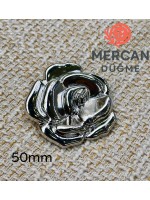 Mercan Düğme 50 mm Metal Gül Figürlü Lüks Çanta Aksesuarı & Dekoratif Düğme