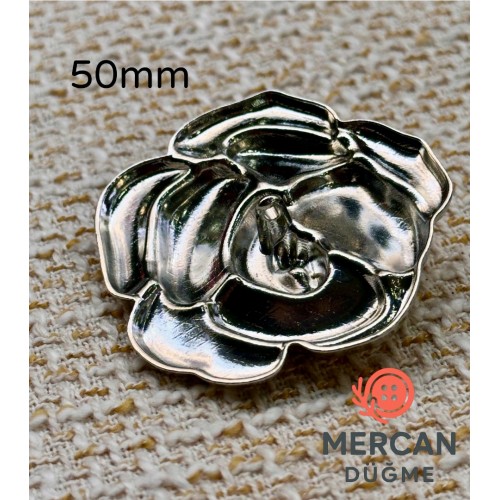 Mercan Düğme 50 mm Metal Gül Figürlü Lüks Çanta Aksesuarı & Dekoratif Düğme