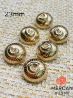Mercan Düğme 23 mm Altın Renk Metal Spiral Desenli Dekoratif Düğme (6 adet)