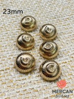 Mercan Düğme 23 mm Altın Renk Metal Spiral Desenli Dekoratif Düğme (6 adet)