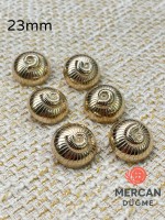 Mercan Düğme 23 mm Altın Renk Metal Spiral Desenli Dekoratif Düğme (6 adet)