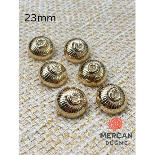 Mercan Düğme 23 mm Altın Renk Metal Spiral Desenli Dekoratif Düğme (6 adet)