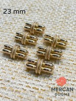 Mercan Düğme 23 mm Altın Renk Örgü Detaylı Metal Dekoratif Düğme
