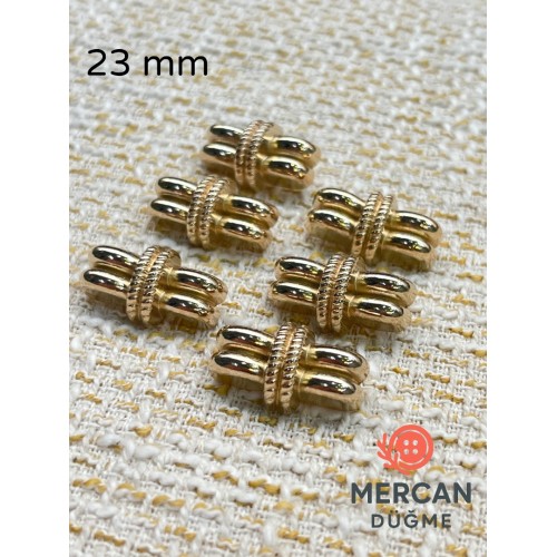 Mercan Düğme 23 mm Altın Renk Örgü Detaylı Metal Dekoratif Düğme