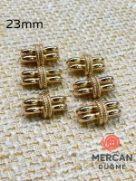 Mercan Düğme 23 mm Altın Renk Örgü Detaylı Metal Dekoratif Düğme