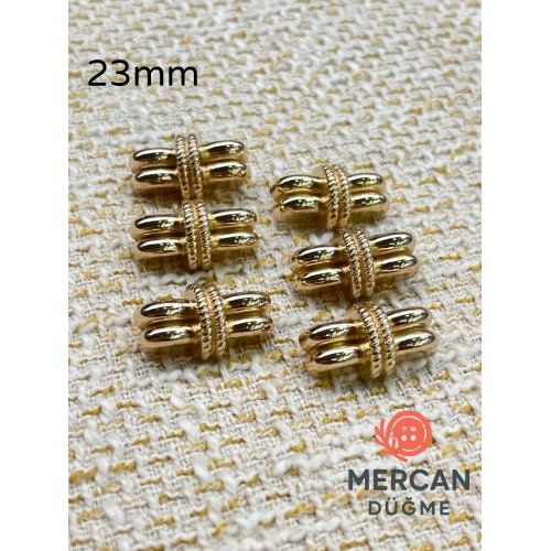 Mercan Düğme 23 mm Altın Renk Örgü Detaylı Metal Dekoratif Düğme