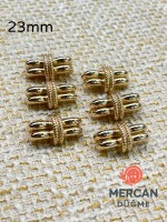 Mercan Düğme 23 mm Altın Renk Örgü Detaylı Metal Dekoratif Düğme