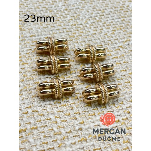 Mercan Düğme 23 mm Altın Renk Örgü Detaylı Metal Dekoratif Düğme