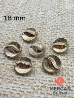 ✨ 18 mm Metal Düğme – Dalga Desenli, Parlak Altın Renk ✨(6 adet)
