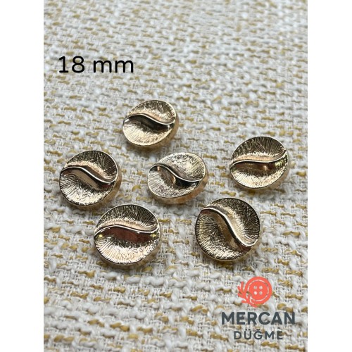 ✨ 18 mm Metal Düğme – Dalga Desenli, Parlak Altın Renk ✨(6 adet)