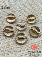 ✨ 18 mm Metal Düğme – Dalga Desenli, Parlak Altın Renk ✨(6 adet)