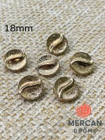 ✨ 18 mm Metal Düğme – Dalga Desenli, Parlak Altın Renk ✨(6 adet)