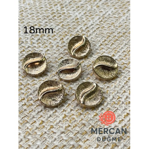 ✨ 18 mm Metal Düğme – Dalga Desenli, Parlak Altın Renk ✨(6 adet)