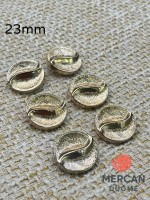✨ 23 mm Metal Düğme – Dalga Desenli, Parlak Altın Renk ✨