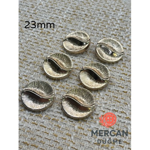 ✨ 23 mm Metal Düğme – Dalga Desenli, Parlak Altın Renk ✨