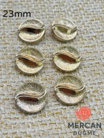 ✨ 23 mm Metal Düğme – Dalga Desenli, Parlak Altın Renk ✨