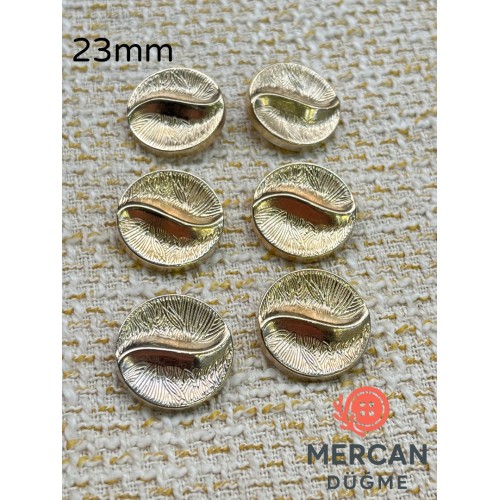 ✨ 23 mm Metal Düğme – Dalga Desenli, Parlak Altın Renk ✨