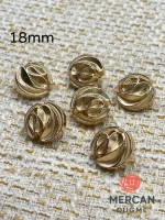✨ 18 mm Metal Düğme( 6 adet ) – Kabartmalı Modern Desen, Parlak Altın Renk ✨