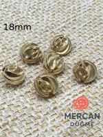 ✨ 18 mm Metal Düğme( 6 adet ) – Kabartmalı Modern Desen, Parlak Altın Renk ✨