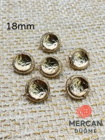 ✨ 18 mm Metal Düğme (6adet) – Çerçeveli Kabartmalı Tasarım, Parlak Altın Renk ✨