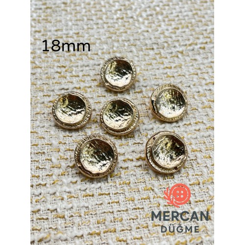 ✨ 18 mm Metal Düğme (6adet) – Çerçeveli Kabartmalı Tasarım, Parlak Altın Renk ✨