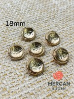 ✨ 18 mm Metal Düğme (6adet) – Çerçeveli Kabartmalı Tasarım, Parlak Altın Renk ✨