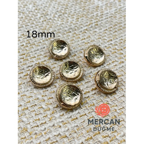 ✨ 18 mm Metal Düğme (6adet) – Çerçeveli Kabartmalı Tasarım, Parlak Altın Renk ✨