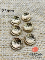 ✨ 23 mm Metal Düğme (6adet) – Çerçeveli Kabartmalı Tasarım, Parlak Altın Renk ✨