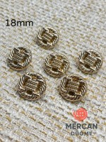 ✨ 18 mm Metal Düğme (6 adet) – Halat Desenli Klasik Tasarım, Parlak Altın Renk ✨