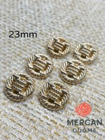 ✨ 23 mm Metal Düğme (6 adet) – Halat Desenli Klasik Tasarım, Parlak Altın Renk ✨