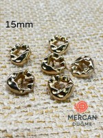 ✨ 15 mm Metal Düğme (6 adet) – Organik Formlu Modern Tasarım, Parlak Altın Renk ✨