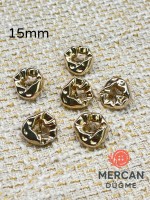 ✨ 15 mm Metal Düğme (6 adet) – Organik Formlu Modern Tasarım, Parlak Altın Renk ✨
