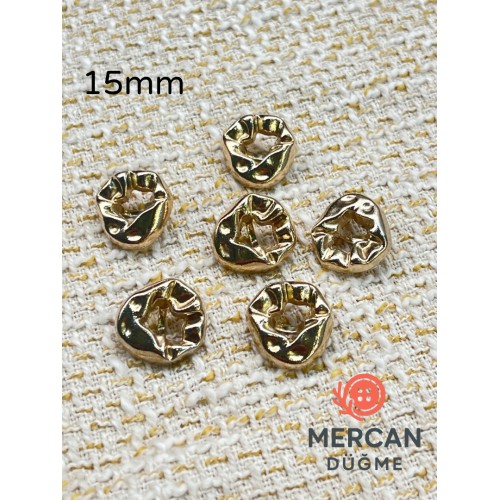 ✨ 15 mm Metal Düğme (6 adet) – Organik Formlu Modern Tasarım, Parlak Altın Renk ✨